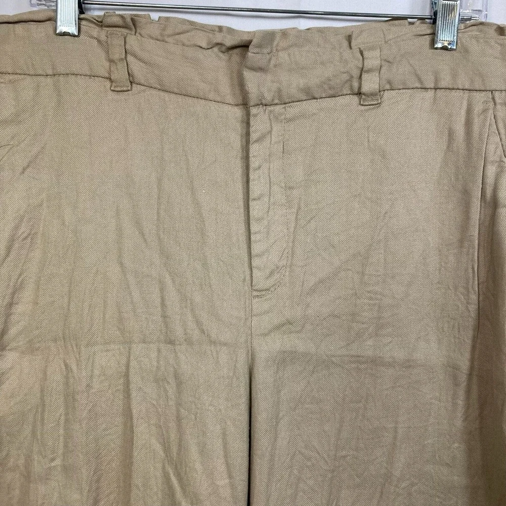 Banana Republic Pants‎ Womens Sz 12 Beige Linen Crop Wide Leg Pockets
